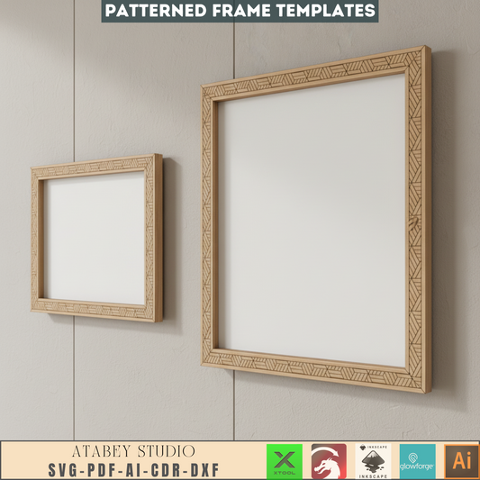 Rectangle Frames With Pattern laser svg cut files square frame bundle Home Decor Svg dxf glowforge Digital Download 185
