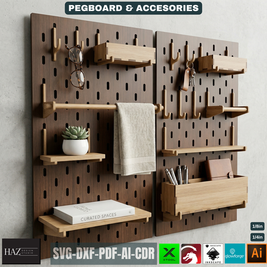 Pegboard Wall Organizer / DIY Workshop Storage System / Pegboard Shelves and Hooks Templates 084