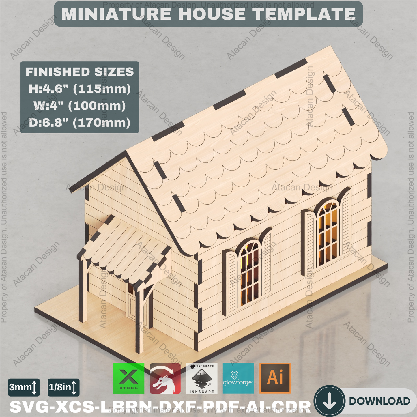 Laser Cut Mini House Plan | Build a Charming Cottage Model | Tealight Luminary Design 884