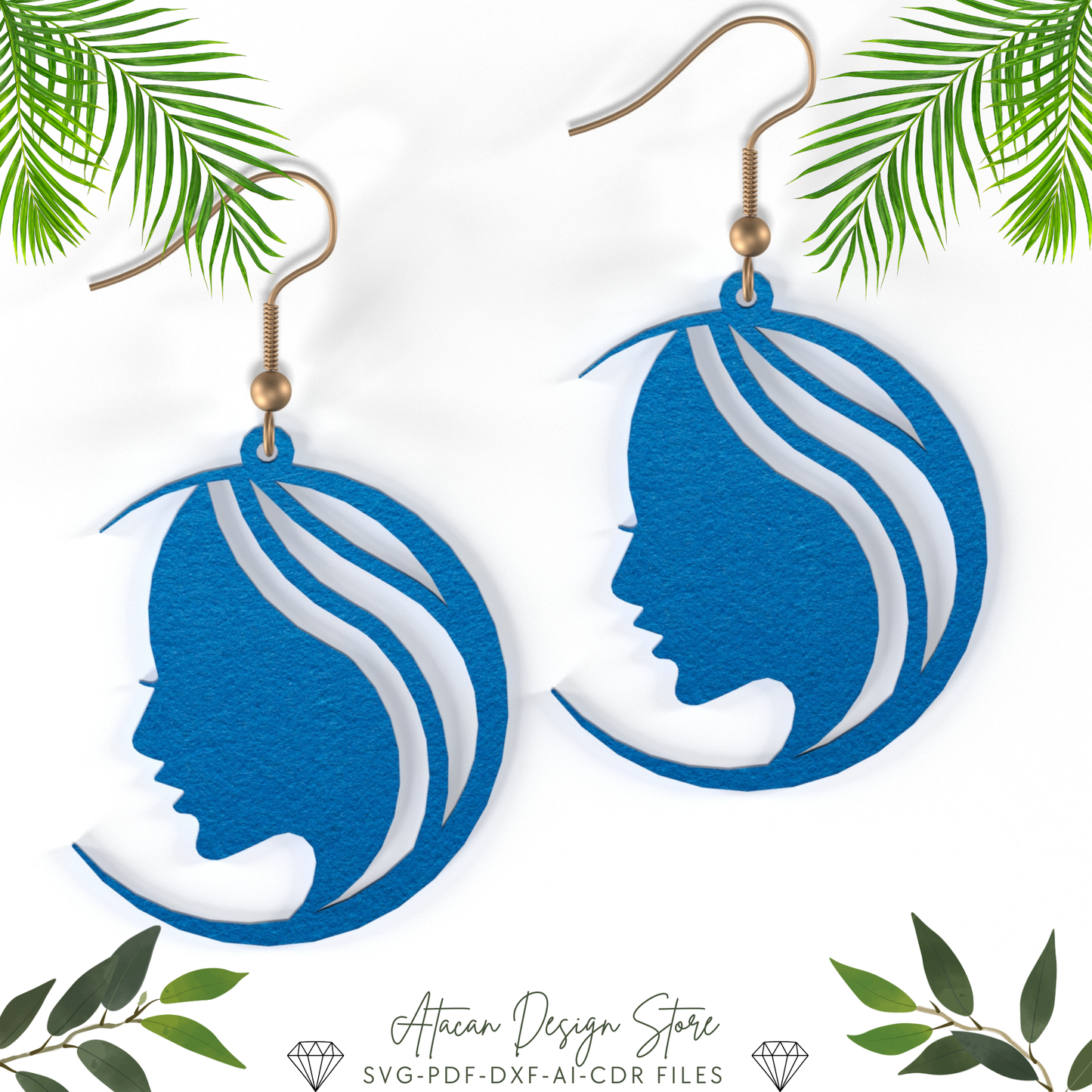 Summer-Themed Earring Collection - Beach Scene, Heartbeat, Palm Tree, Ice Cream, Wine Glass Designs - Palm Tree,Leaf, Surf Wave and more 663