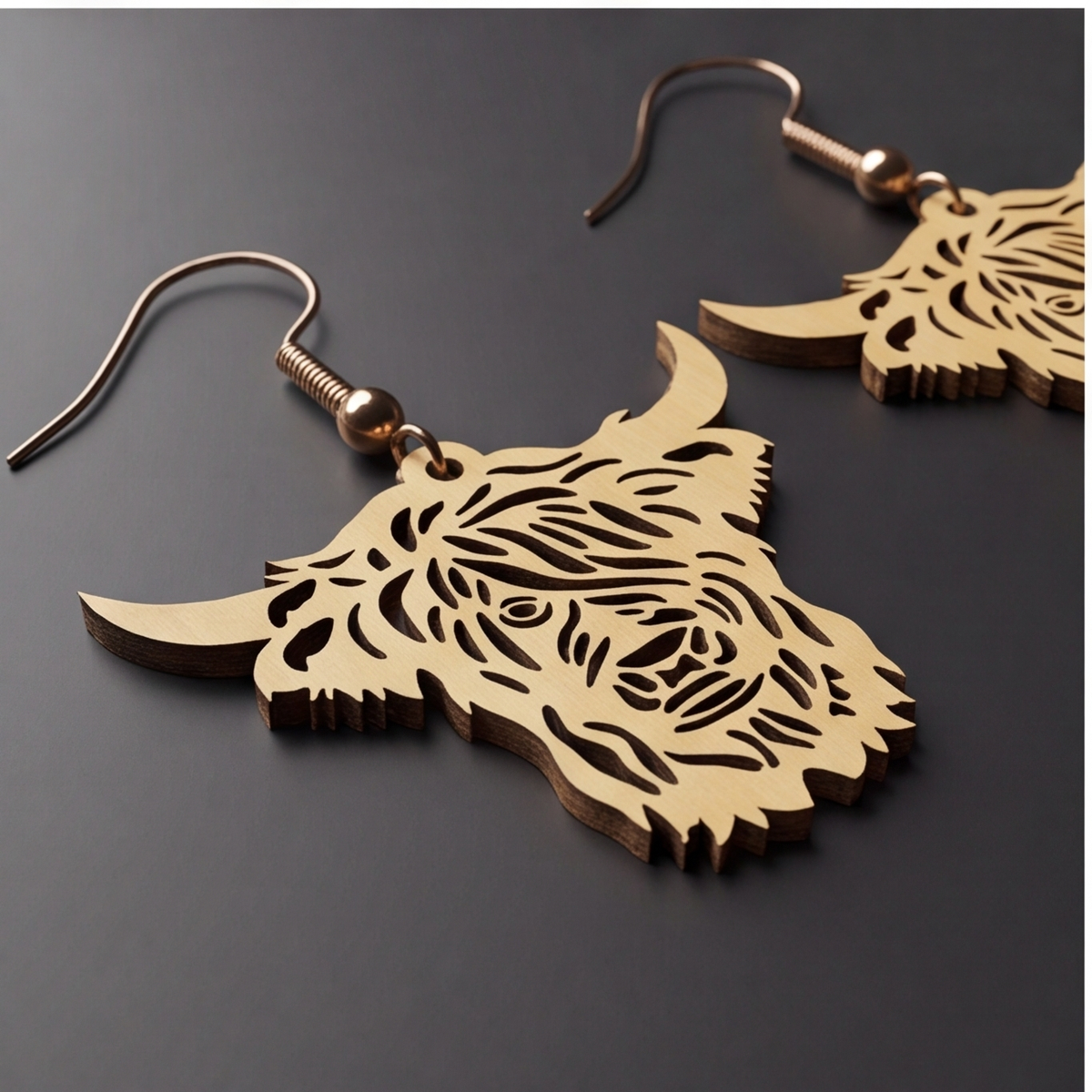 Highland Cow Earrings / Cute Highland Cow Earring Design Template / Jewelry Laser cut Files
