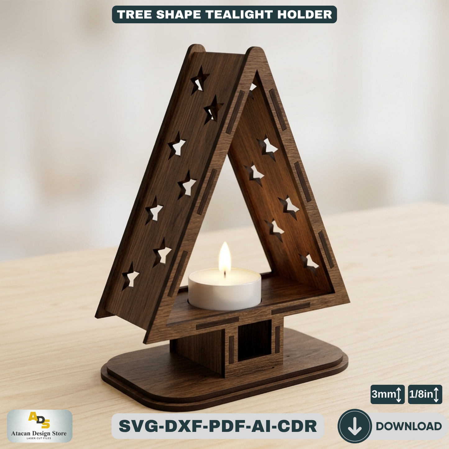 Tree Shape Tealight Holder Christmas Lantern Star Pattern Candle Stand Holiday Home Decor 343