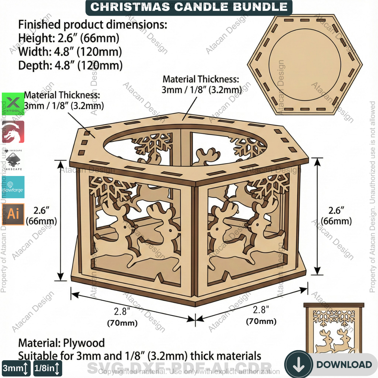 Christmas Tealight Box Bundle - Laser Cut Lantern Templates - DIY Holiday Candle Holders 925