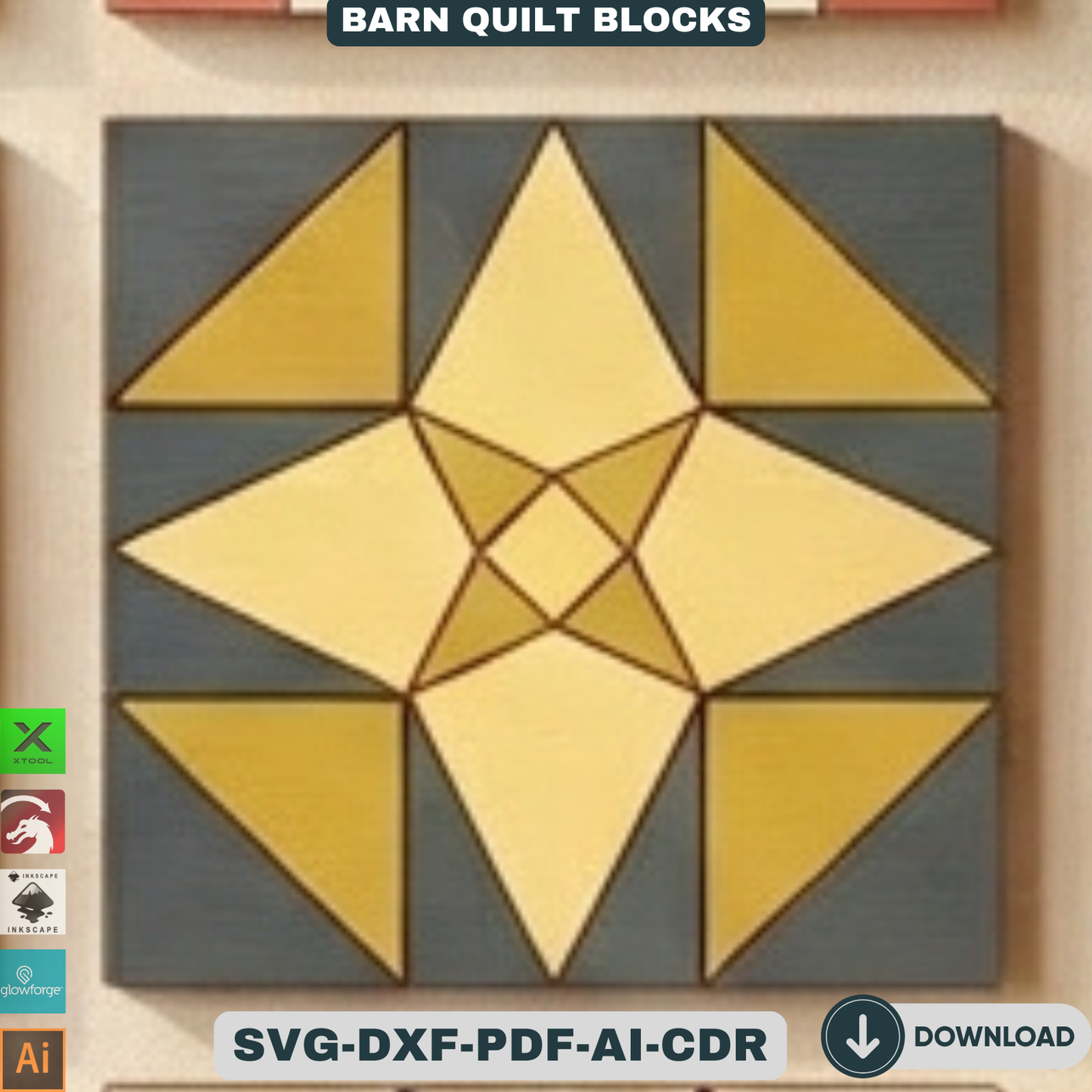 Quilt Block Patterns Laser Cut Template Modern Mosaic Wood Wall Art Farmhouse Decor DIY Patchwork Sign 936