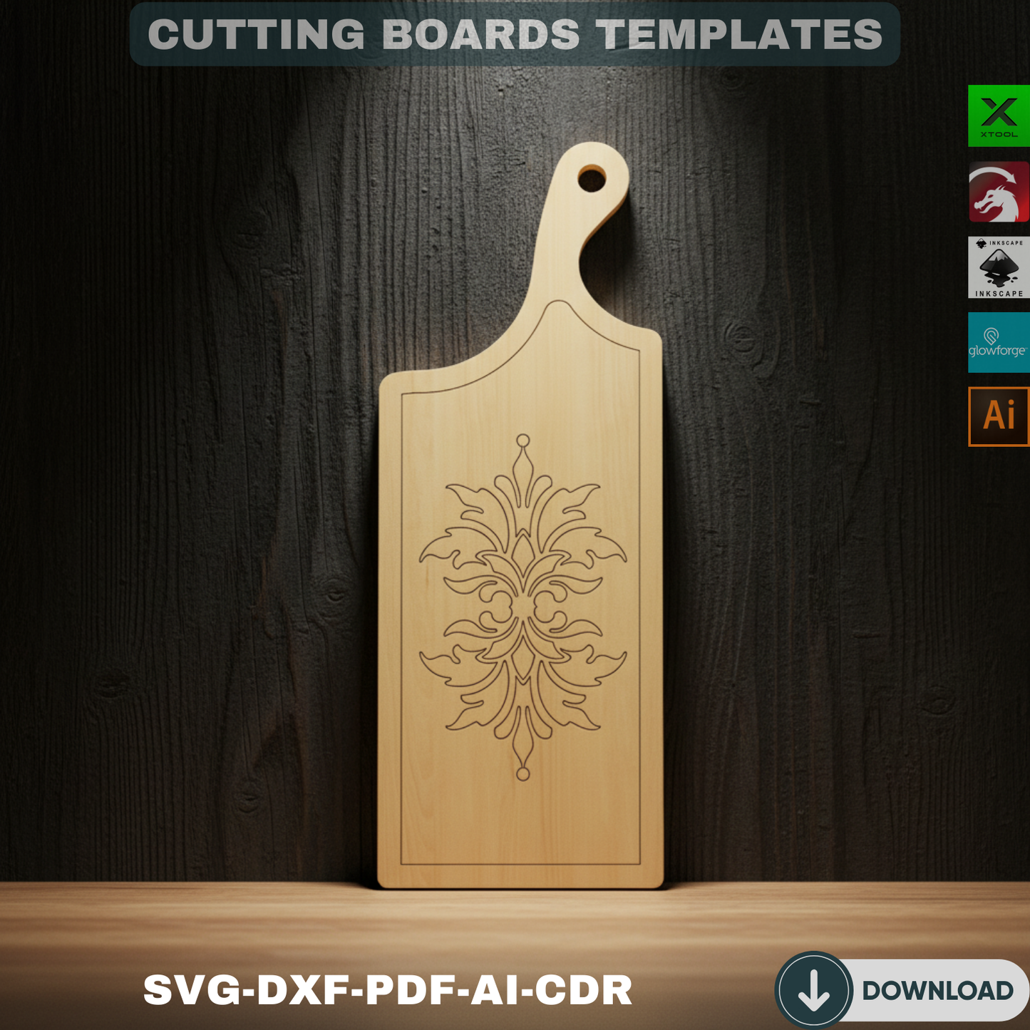 Custom Engraved Cutting Board SVG Bundle - Laser Cut Charcuterie Board Digital Files - Kitchen Decor Gift Set