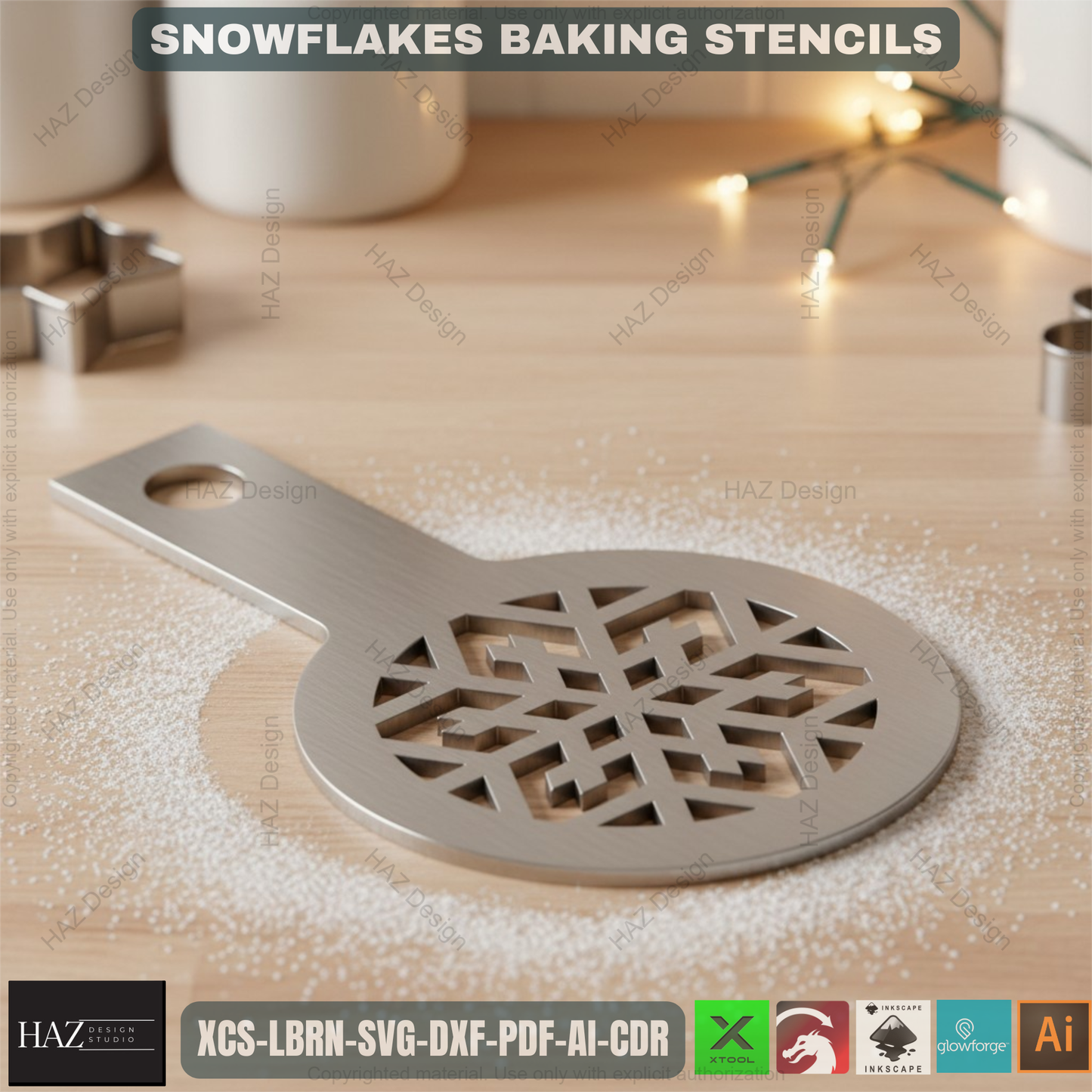 Christmas Snowflake Baking Stencil Set for Cookies, Cakes & Coffee – Festive Kitchen DIY Decorating Templates for Holiday Treats 485