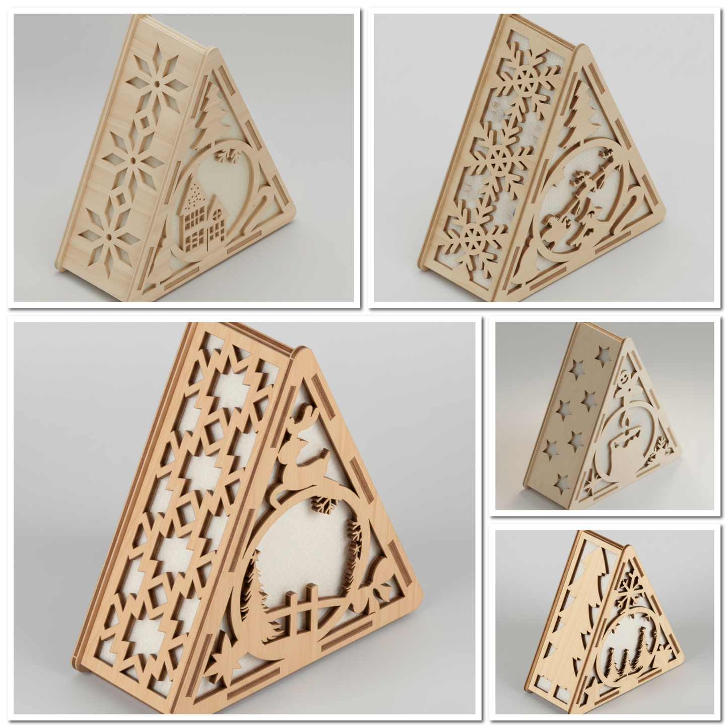 Christmas Glow Lanterns Template – Laser Cut Winter Village Scene – Holiday Night Light Decor – Festive Wonderland Tree Ornament 782