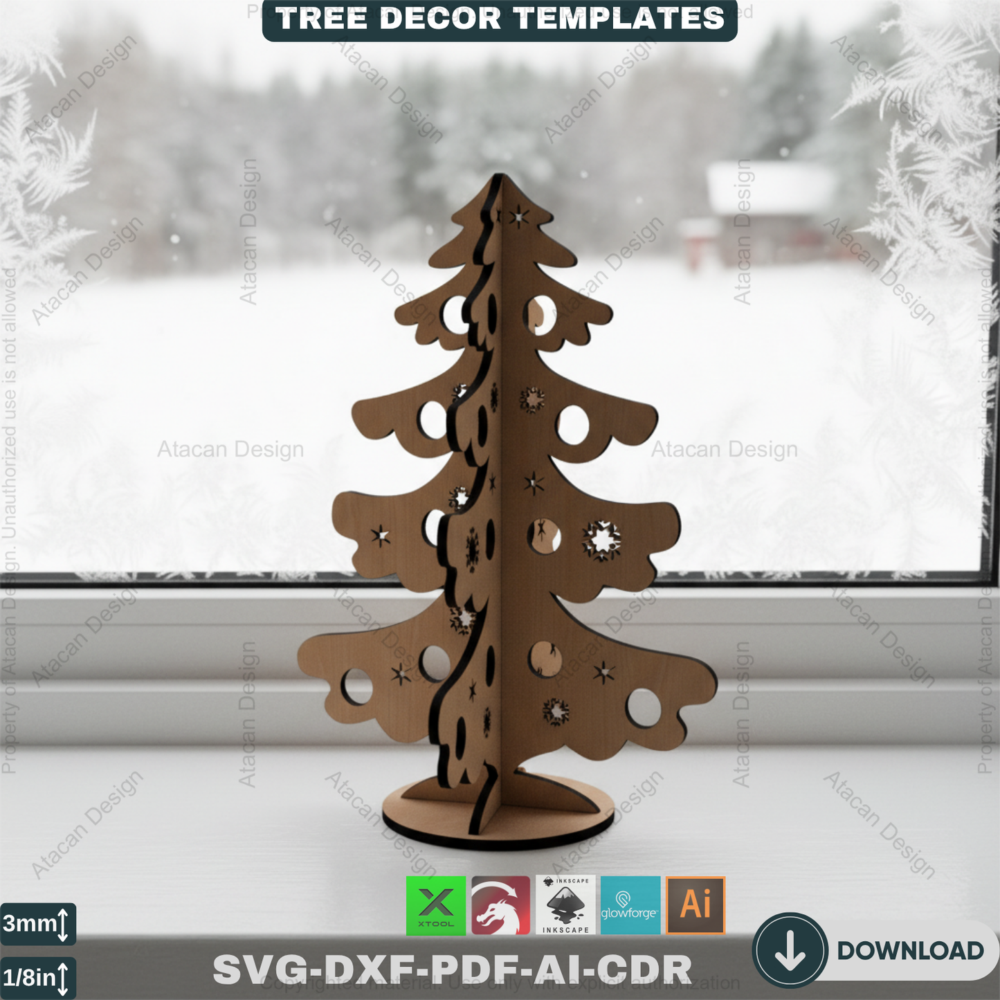 DIY Wooden Xmas Tree Patterns - Laser Cut Files for Creating Festive Holiday Decor 543