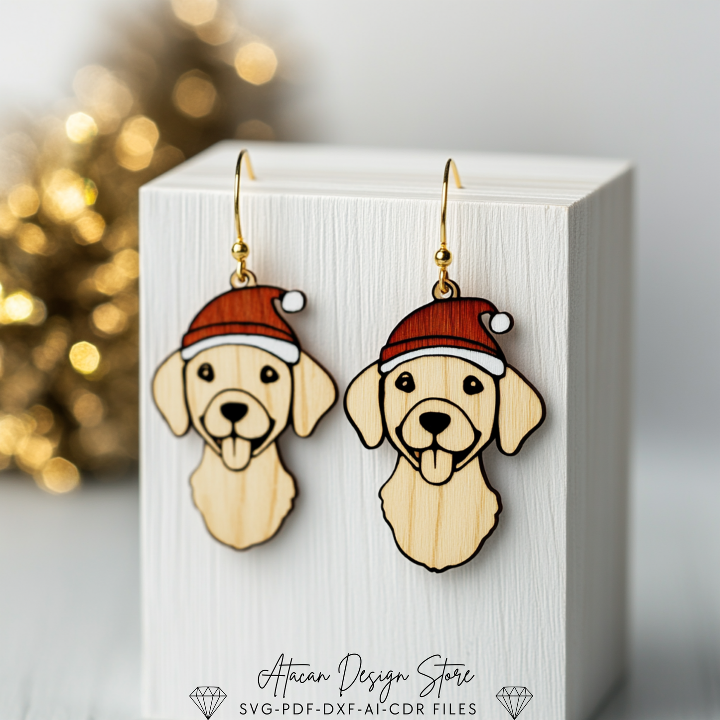 Christmas Pet & Holiday Icon Earrings Bundle - Cute Laser Cut Cat, Dog, Reindeer, Santa Designs 715