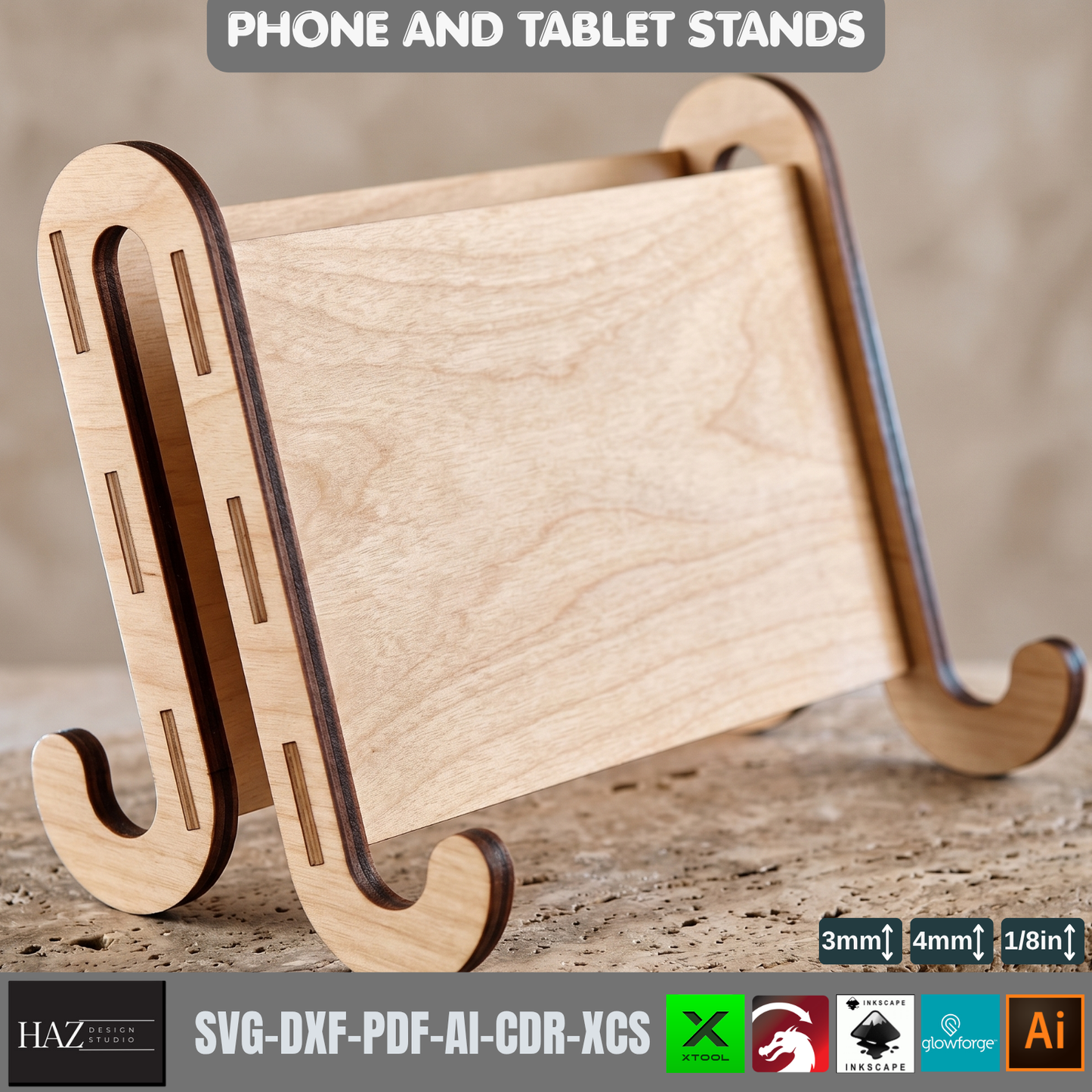 Phone Display Stand SVG, Tablet Holder, DIY Frame Holder Design, Laser Cut Template,