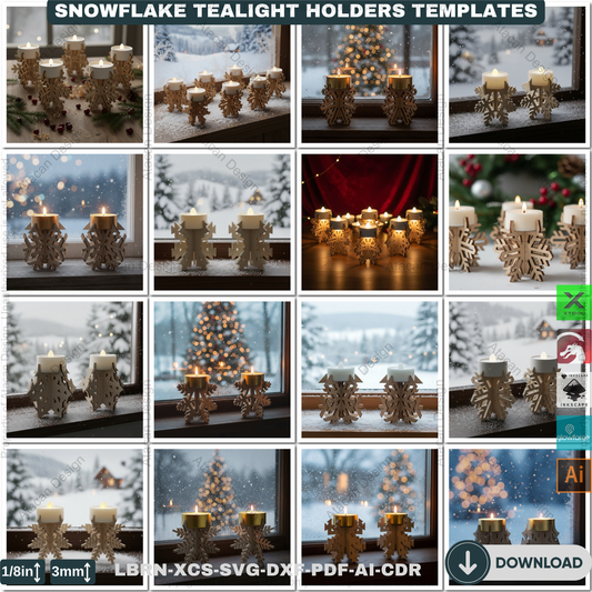 DIY Wooden Snowflake Candle Holders | Laser Cut Files Winter Lantern | Christmas Decoration SVG 906