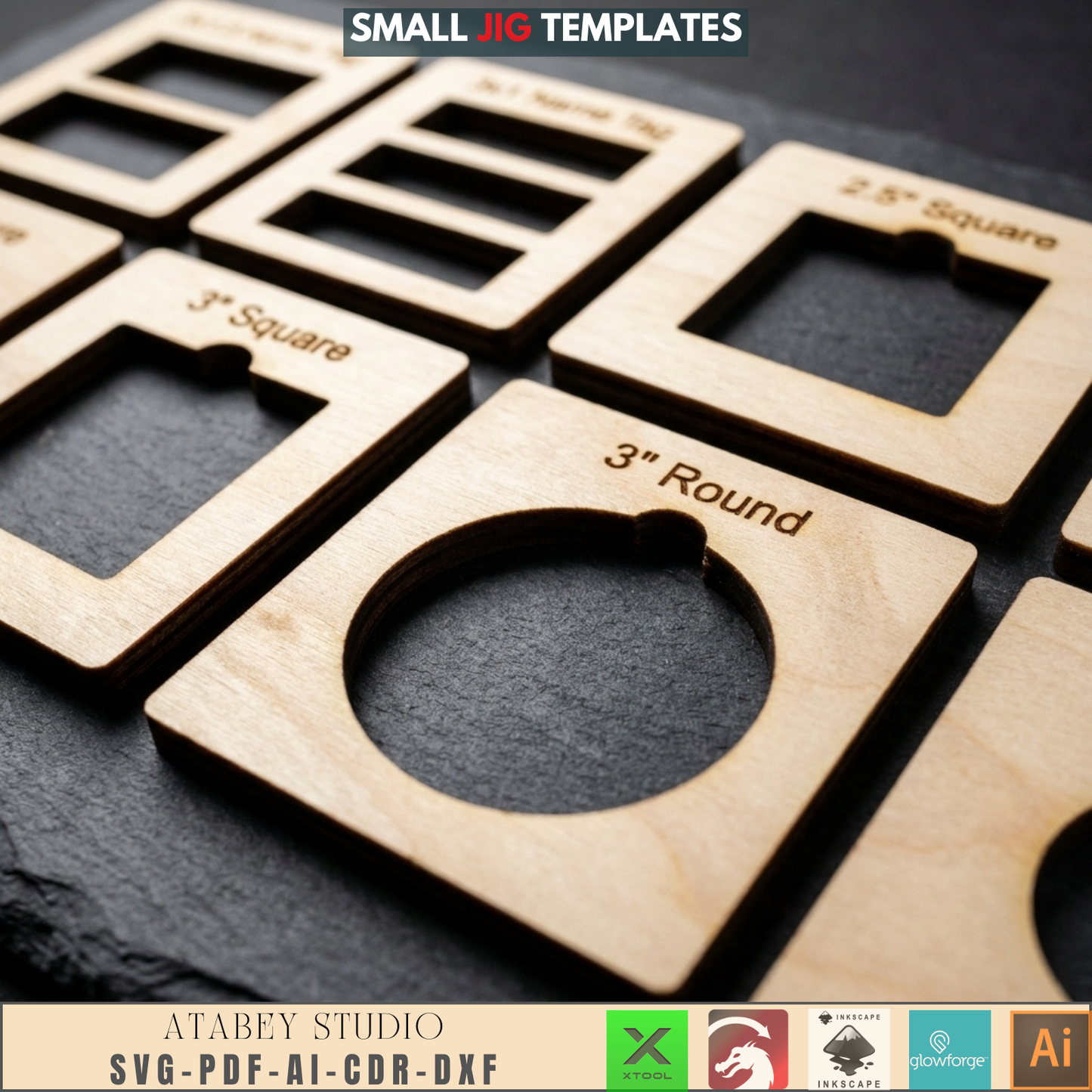 4x4 Inch Wooden Laser Cut Jigs Small Jig Templates for Mini Laser Machines Placement Guide
