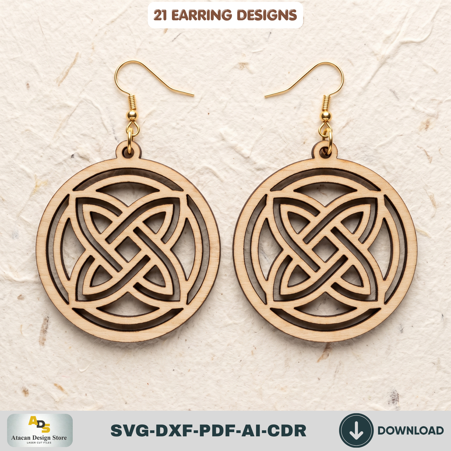 21 Wooden Earring SVG Bundle Laser Cut Jewelry Templates Glowforge DIY Wood Earrings Cutting Files