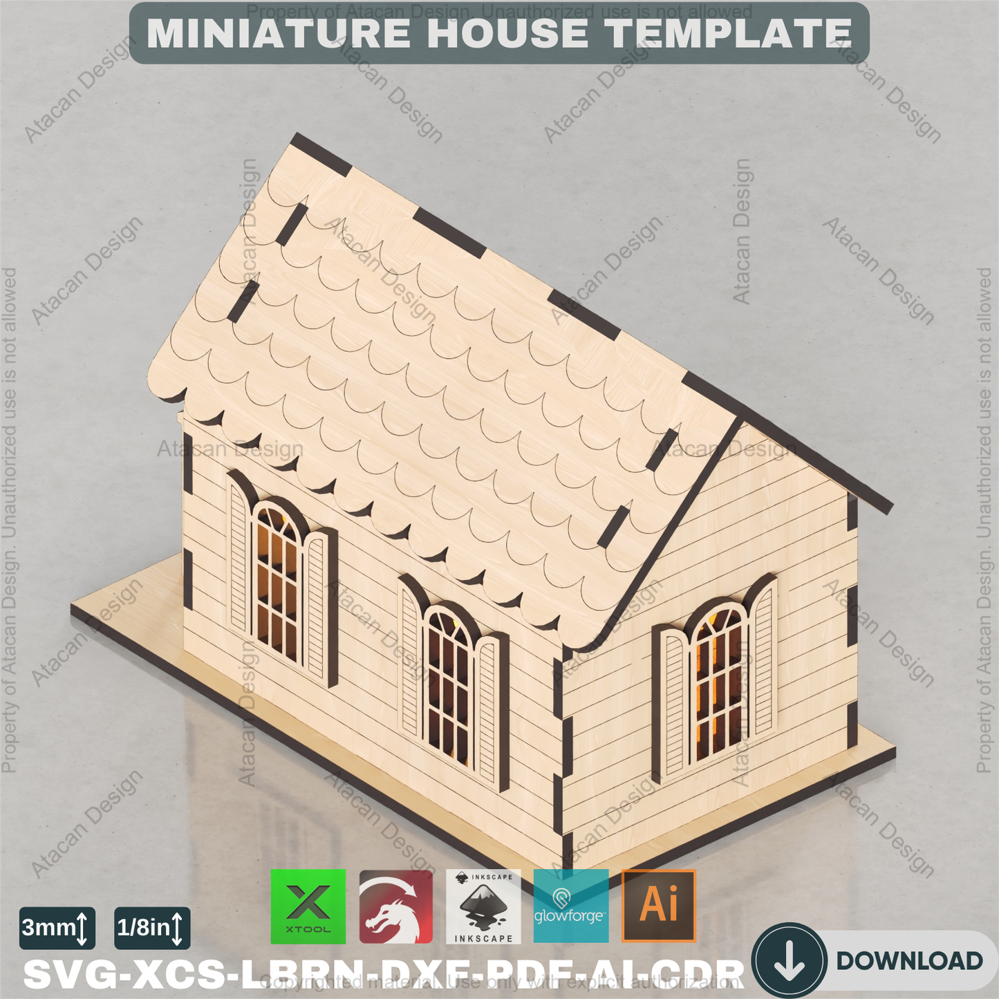 Laser Cut Mini House Plan | Build a Charming Cottage Model | Tealight Luminary Design 884