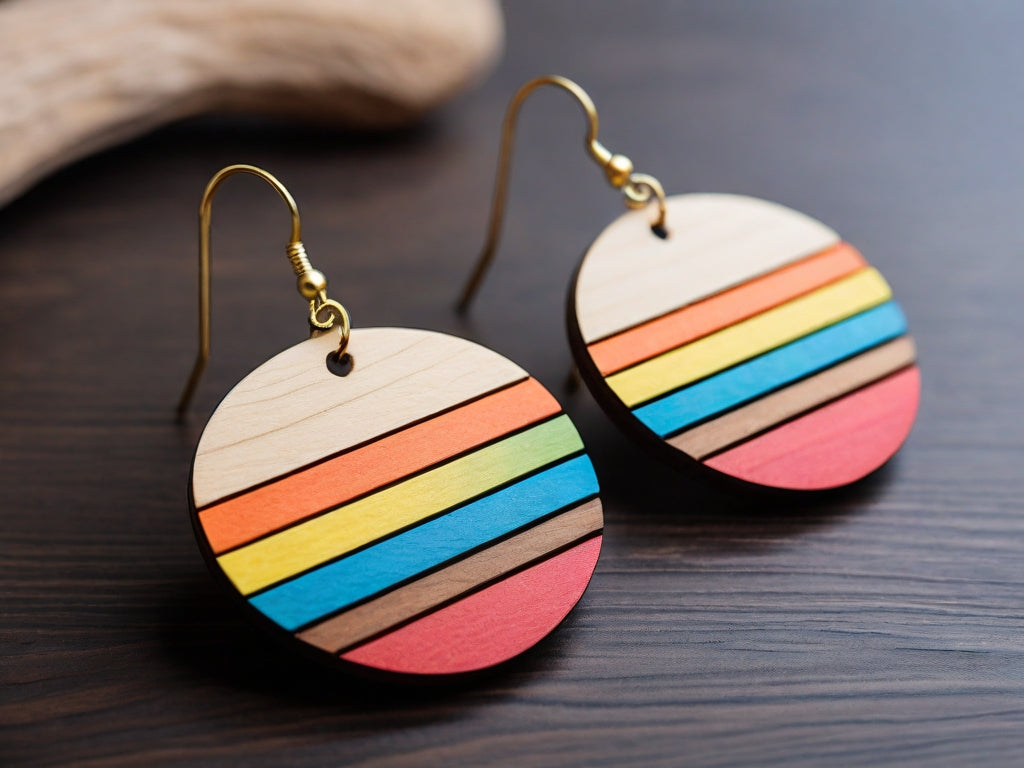 Vibrant Spectrum Wooden Earrings - Downloadable Laser Cut Design Files 410