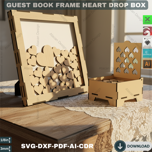 Laser Cut Heart Drop Box - Guest Book Sign, Bridal Shower Gift,Unique Guest Book Sign - Heart Drop Box, Laser Cut Wedding Decor 868
