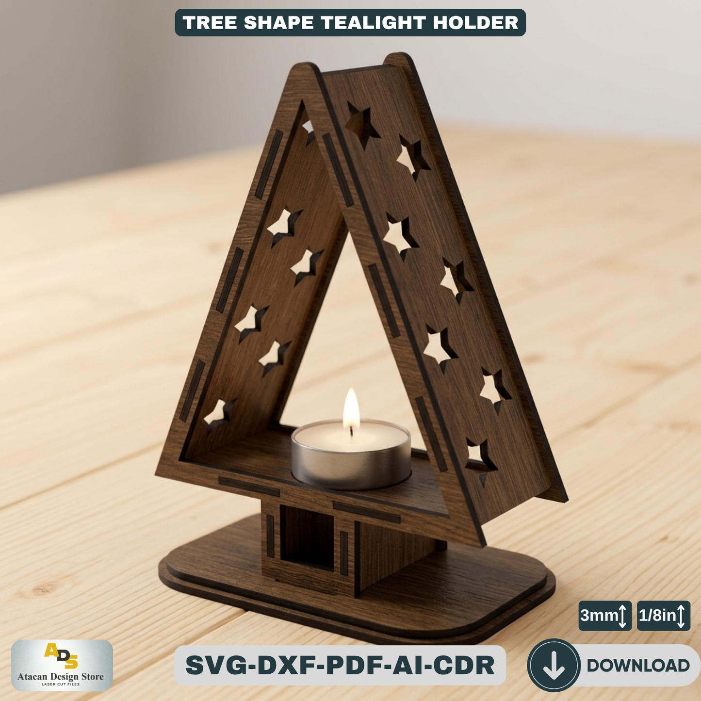 Tree Shape Tealight Holder Christmas Lantern Star Pattern Candle Stand Holiday Home Decor 343