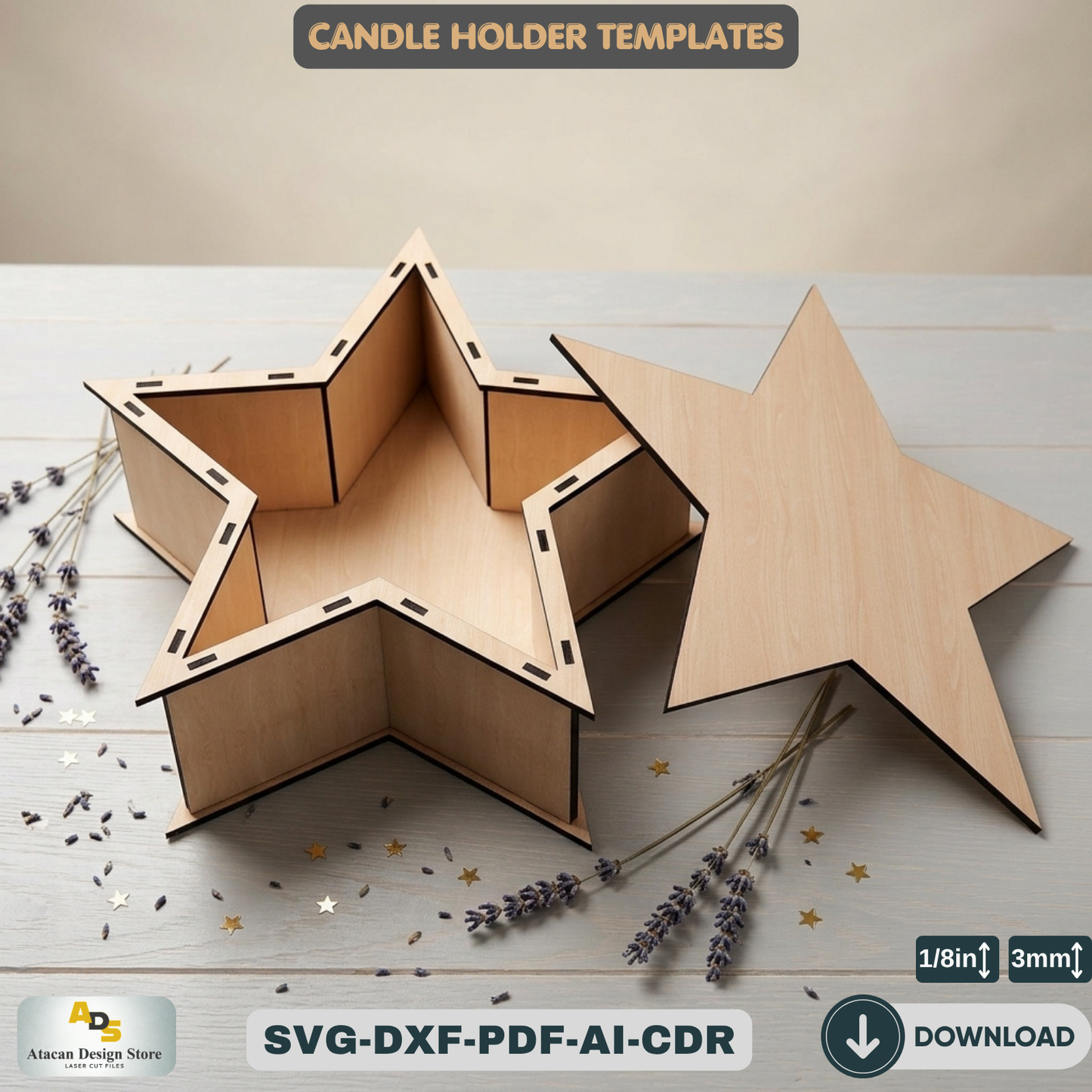 Star Box Laser Cut Files / Glowforge SVG / Laser Box Files ADS199