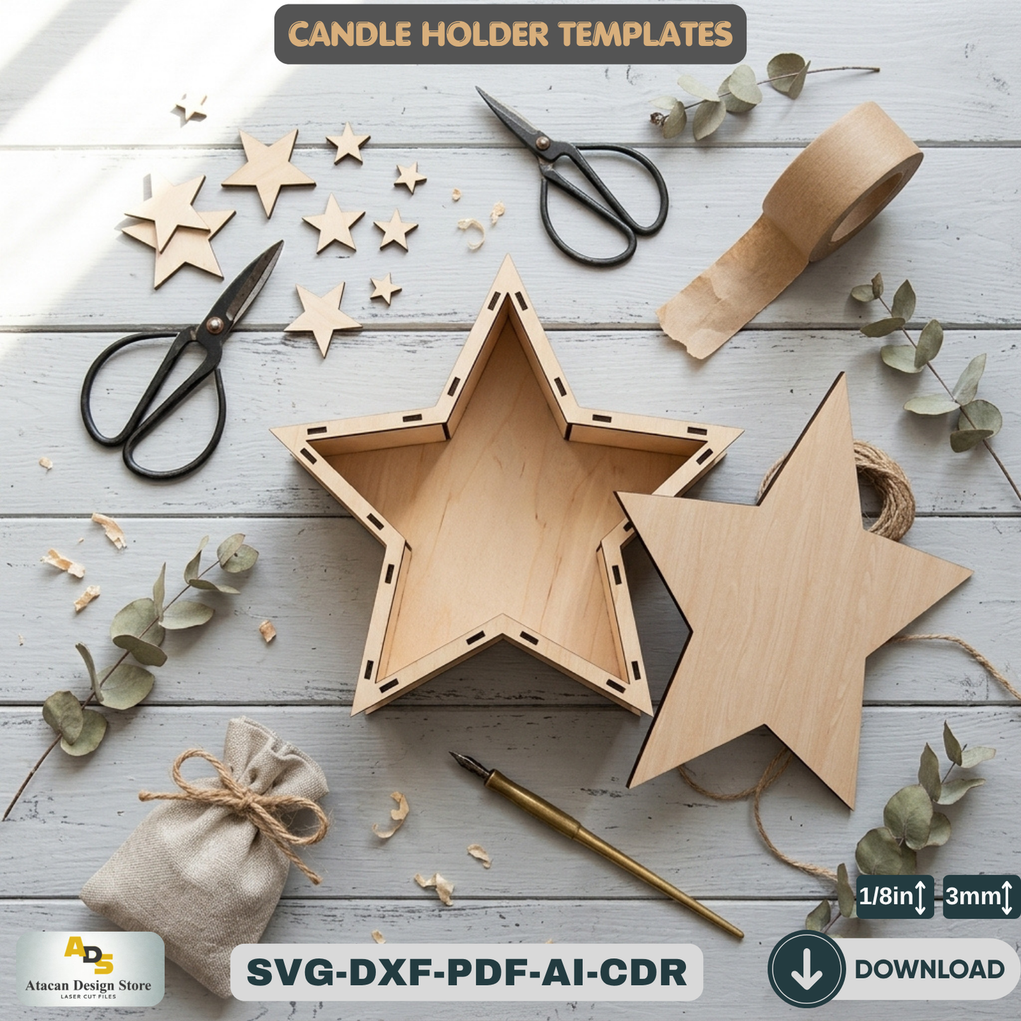 Star Box Laser Cut Files / Glowforge SVG / Laser Box Files ADS199