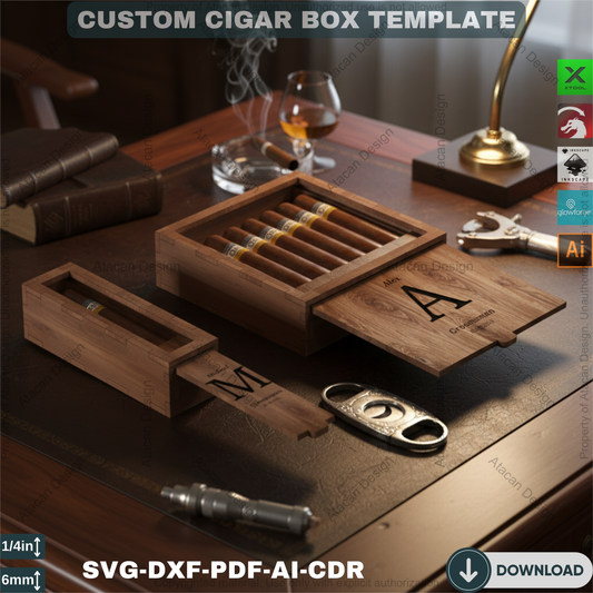 Personalized Cigar Box Laser Cutting File | Perfect for Groomsmen Gifts & Special Occasions 748