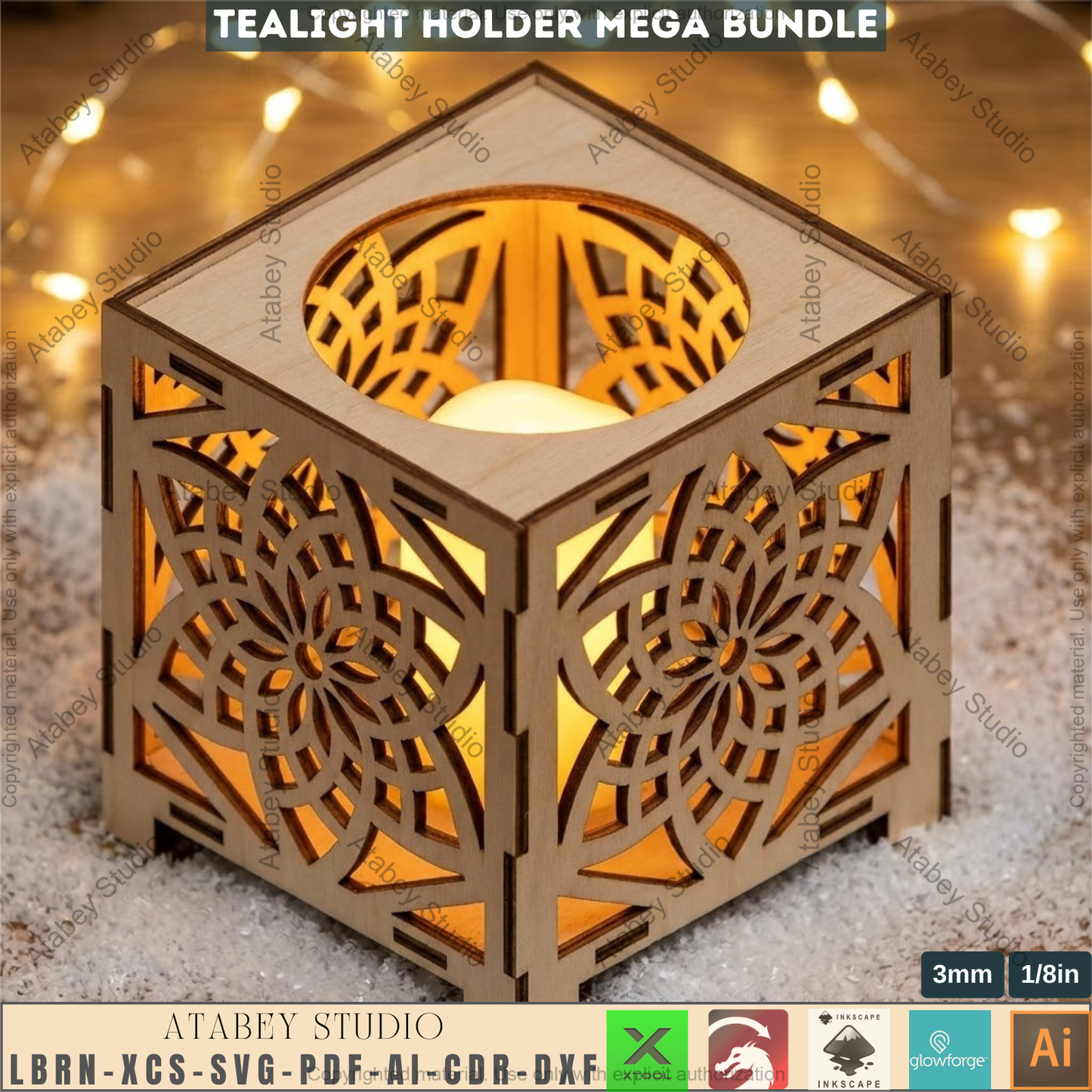 Christmas Tealight Holder Mega Bundle Laser Cut Lanterns | Wooden Candle Box Templates 981