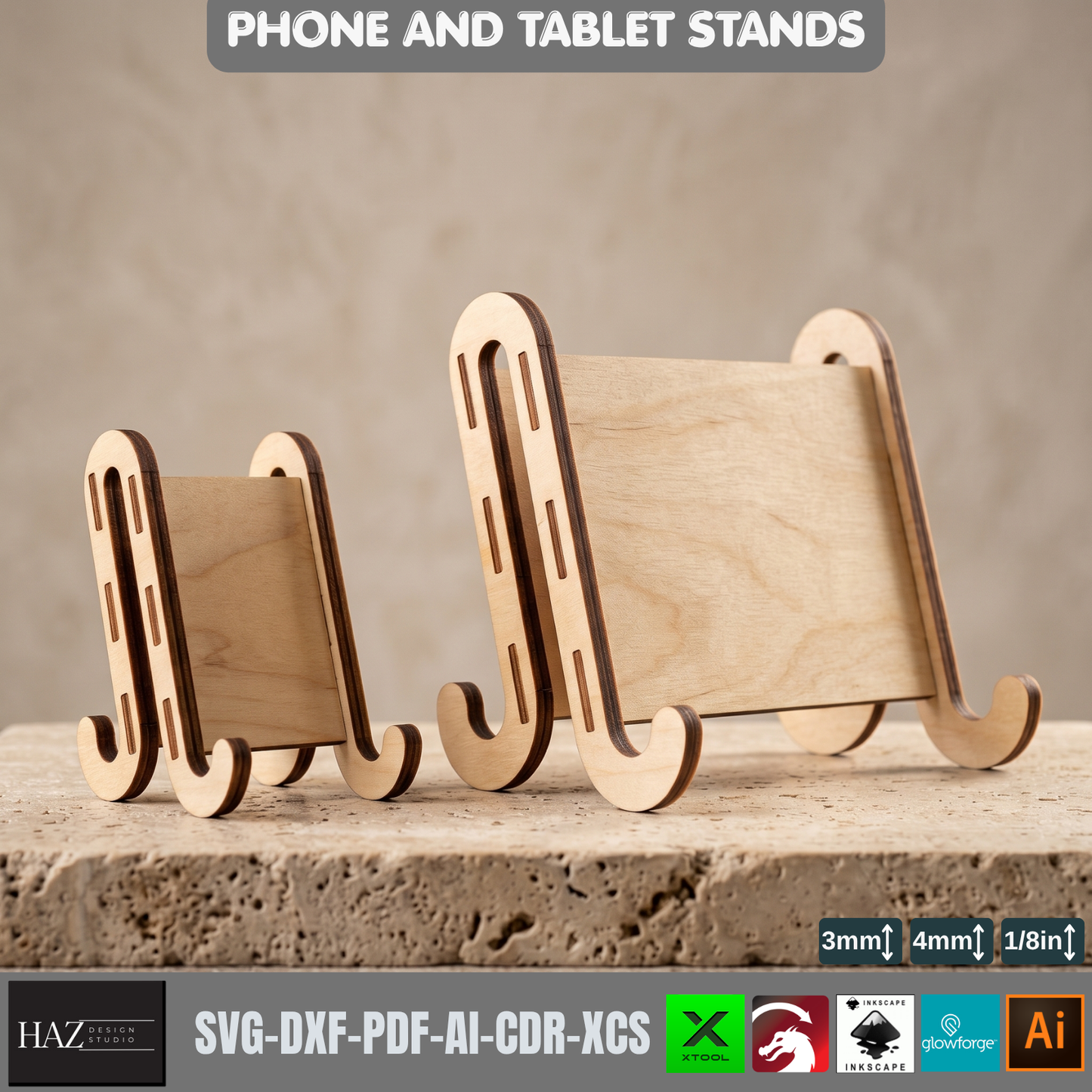 Phone Display Stand SVG, Tablet Holder, DIY Frame Holder Design, Laser Cut Template,