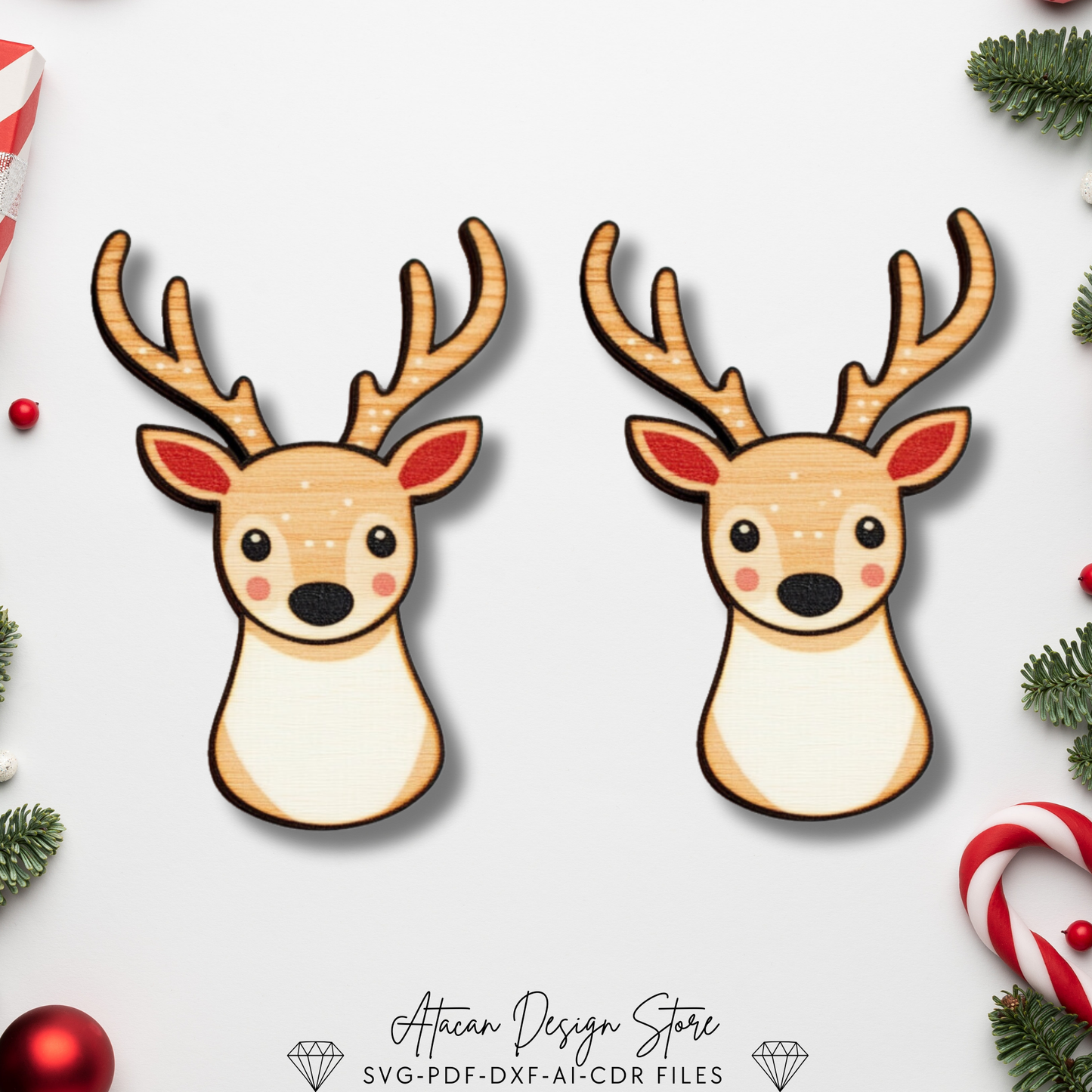 Christmas Pet & Holiday Icon Earrings Bundle - Cute Laser Cut Cat, Dog, Reindeer, Santa Designs 715