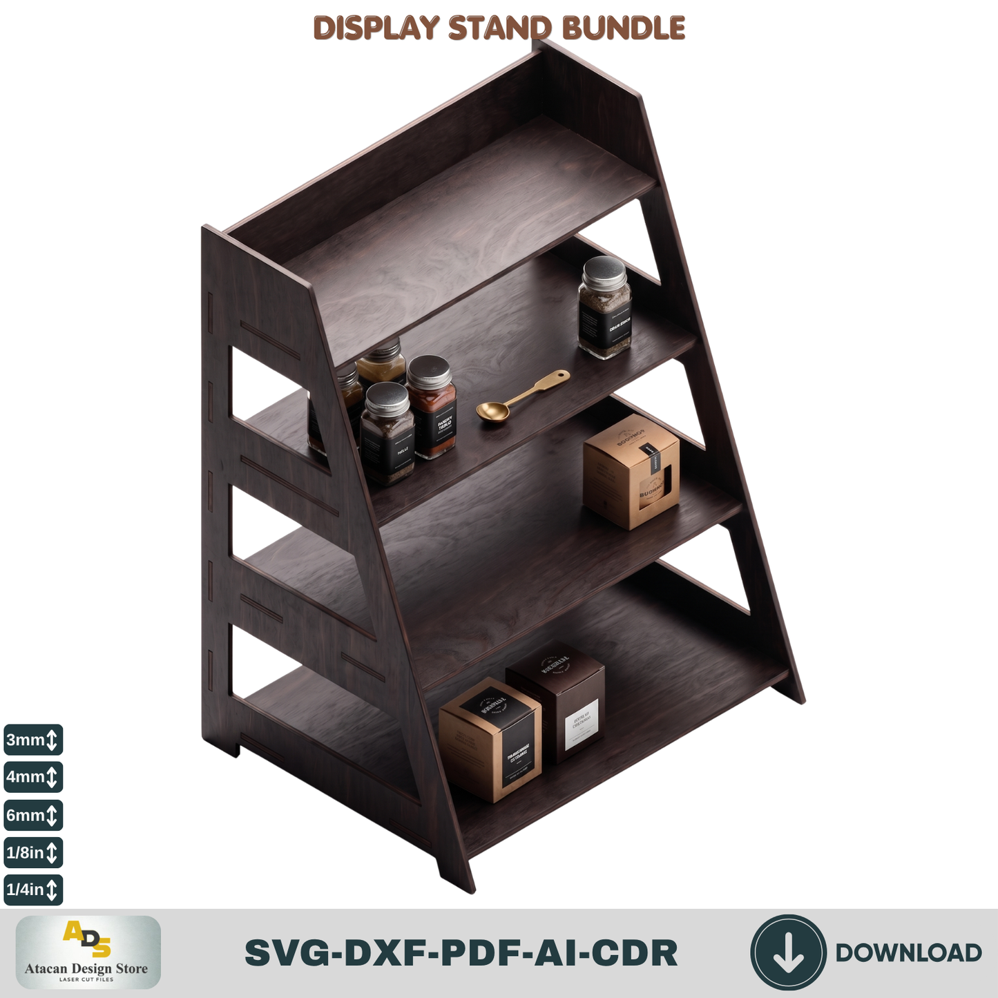 9 Display Stand Bundle Laser Cut SVG Wood Shelf Market Booth Template