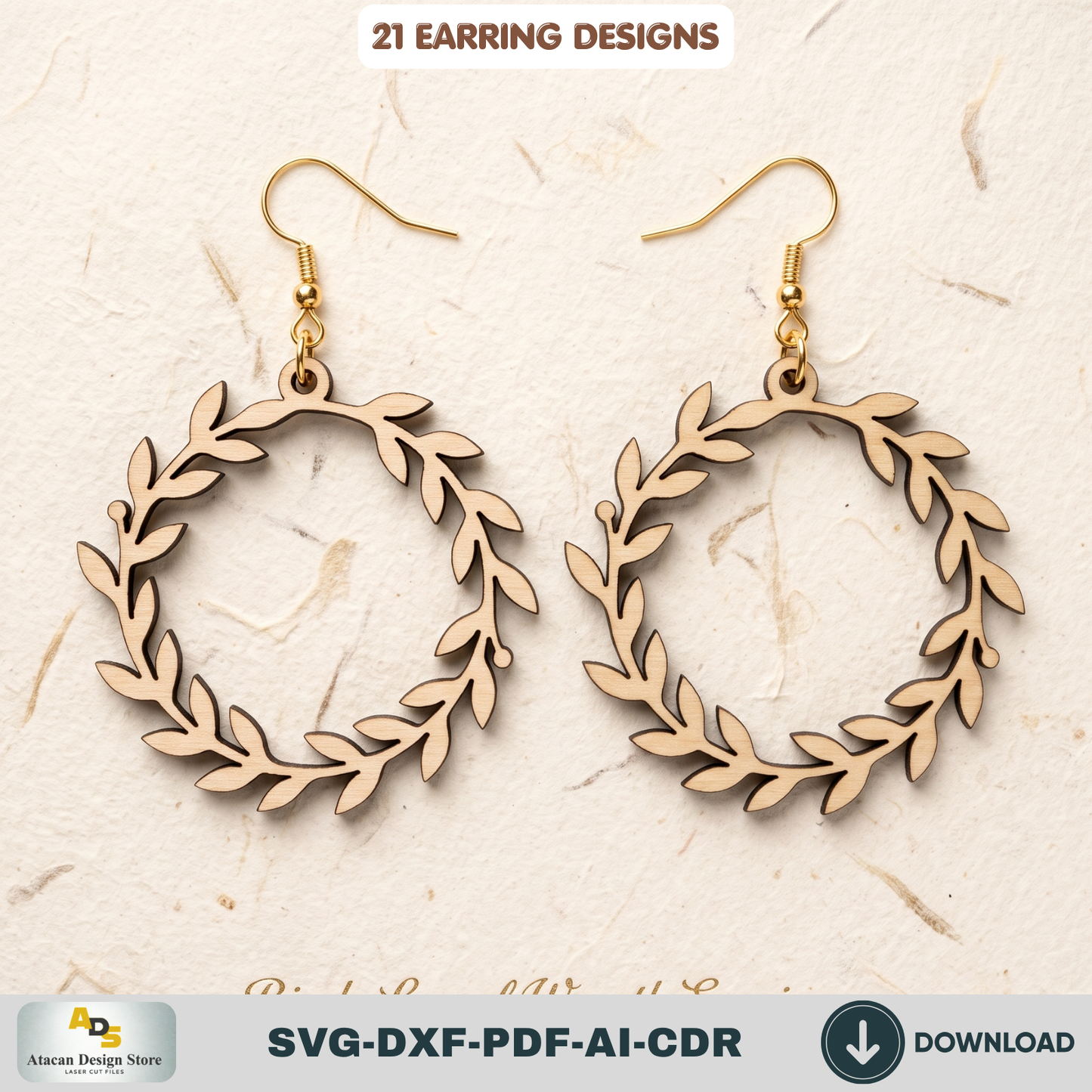 21 Wooden Earring SVG Bundle Laser Cut Jewelry Templates Glowforge DIY Wood Earrings Cutting Files