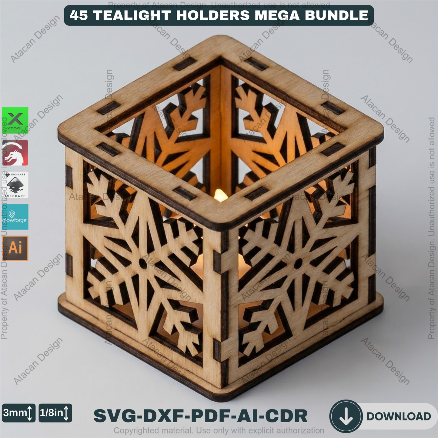 45 Christmas Lantern Templates | Laser Cut Candle Holders | Holiday Tealight Box Bundle | Festive Light Decor Cutting Designs 921