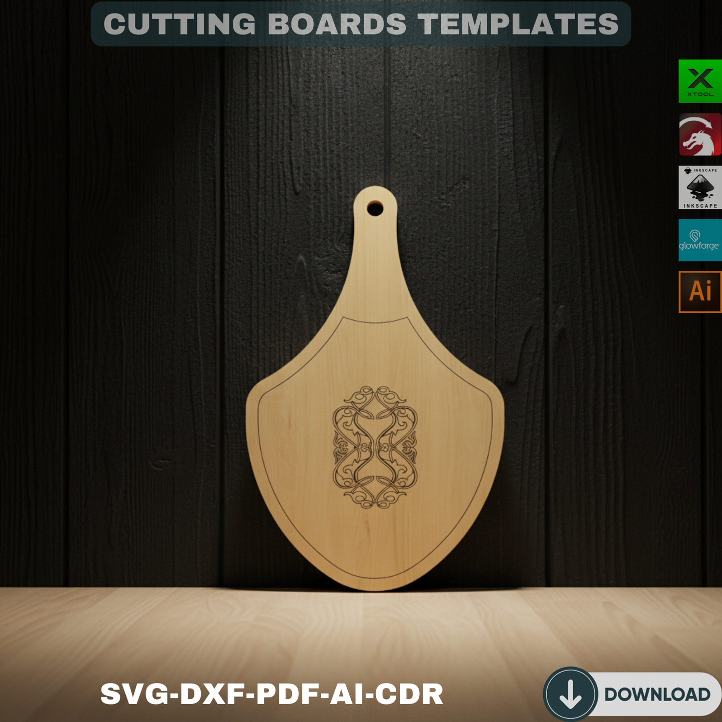 Custom Engraved Cutting Board SVG Bundle - Laser Cut Charcuterie Board Digital Files - Kitchen Decor Gift Set