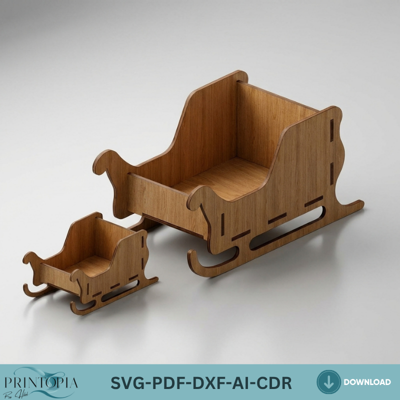 Santa Sleigh Christmas Decor Wood Sleighs Template Holiday Table Centerpiece DIY Xmas Decoration 023
