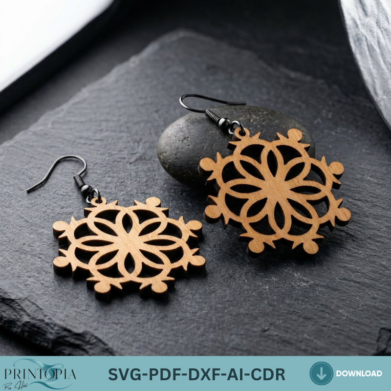 Boho Floral and Geometric Wooden Earring Patterns SVG Bundle Laser Cut Files