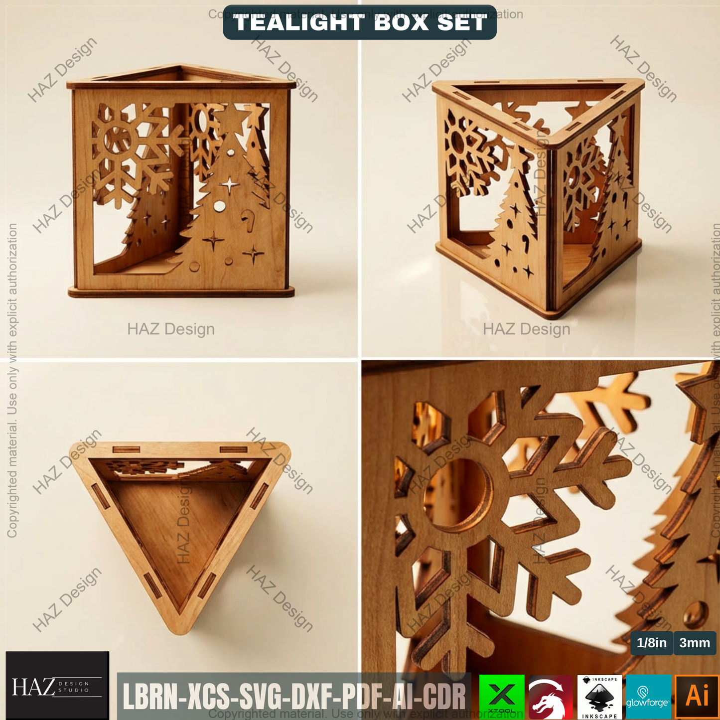 Christmas Lantern Laser Cut Files, Triangle Tealight Holder, Wooden Xmas Decor 509