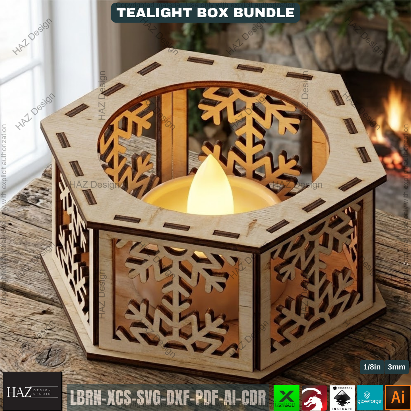 Christmas Candle Lantern Bundle | Tealight Holder Laser Cut Files | Holiday Table Decor 506