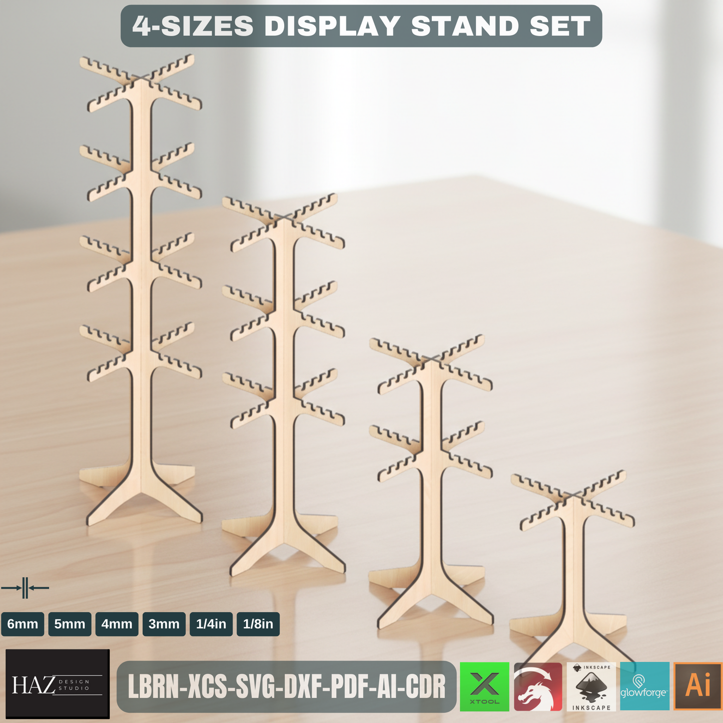 Laser Cut Keychain Necklace Jewelry Display Stand - Instant Download SVG Dxf Cdr Ai Pdf Files 191