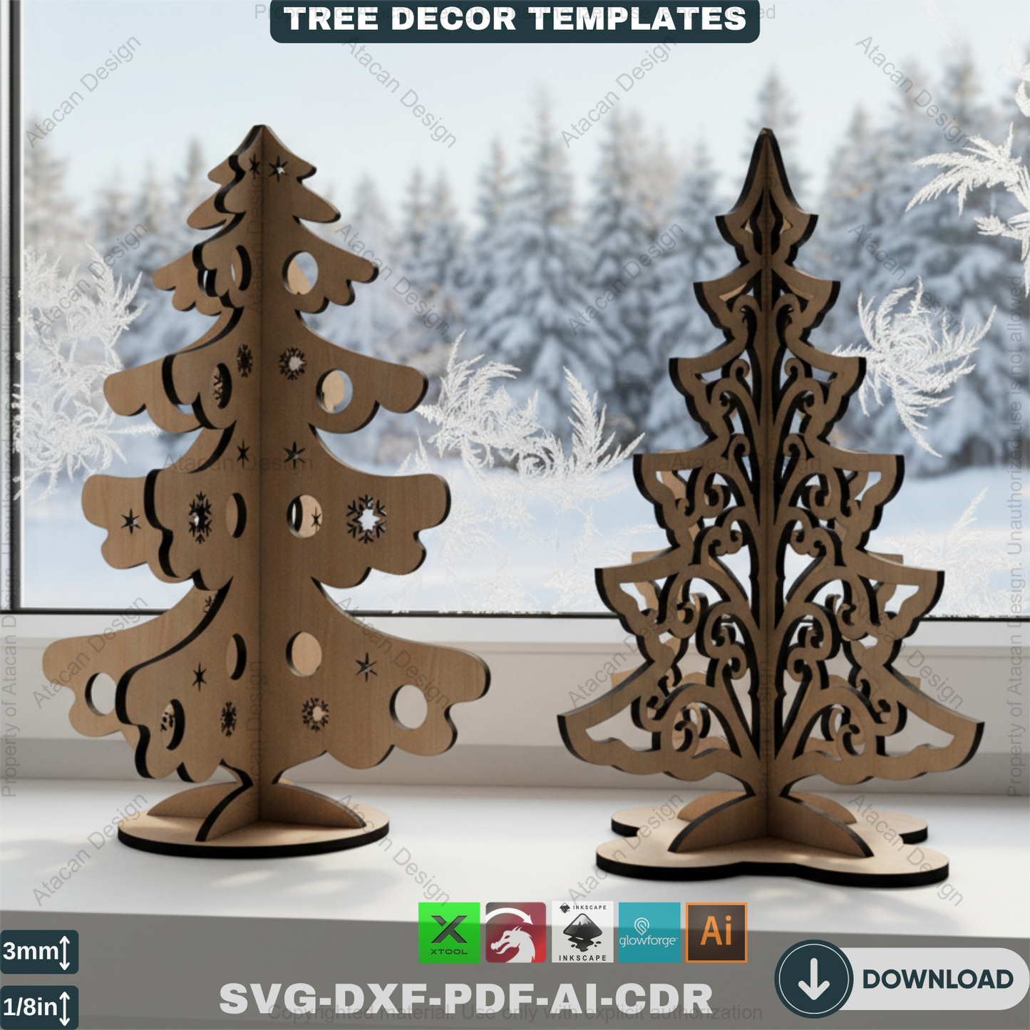 DIY Wooden Xmas Tree Patterns - Laser Cut Files for Creating Festive Holiday Decor 543
