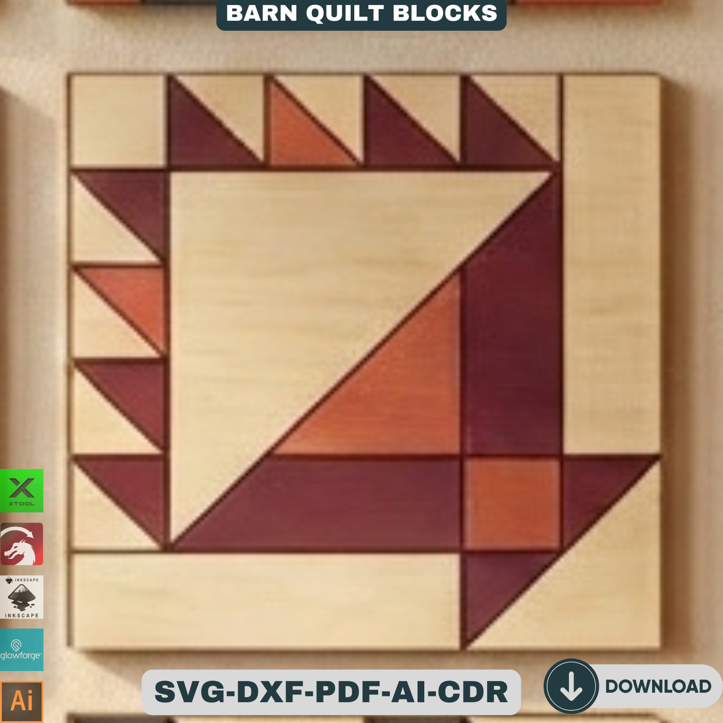 Quilt Block Patterns Laser Cut Template Modern Mosaic Wood Wall Art Farmhouse Decor DIY Patchwork Sign 936