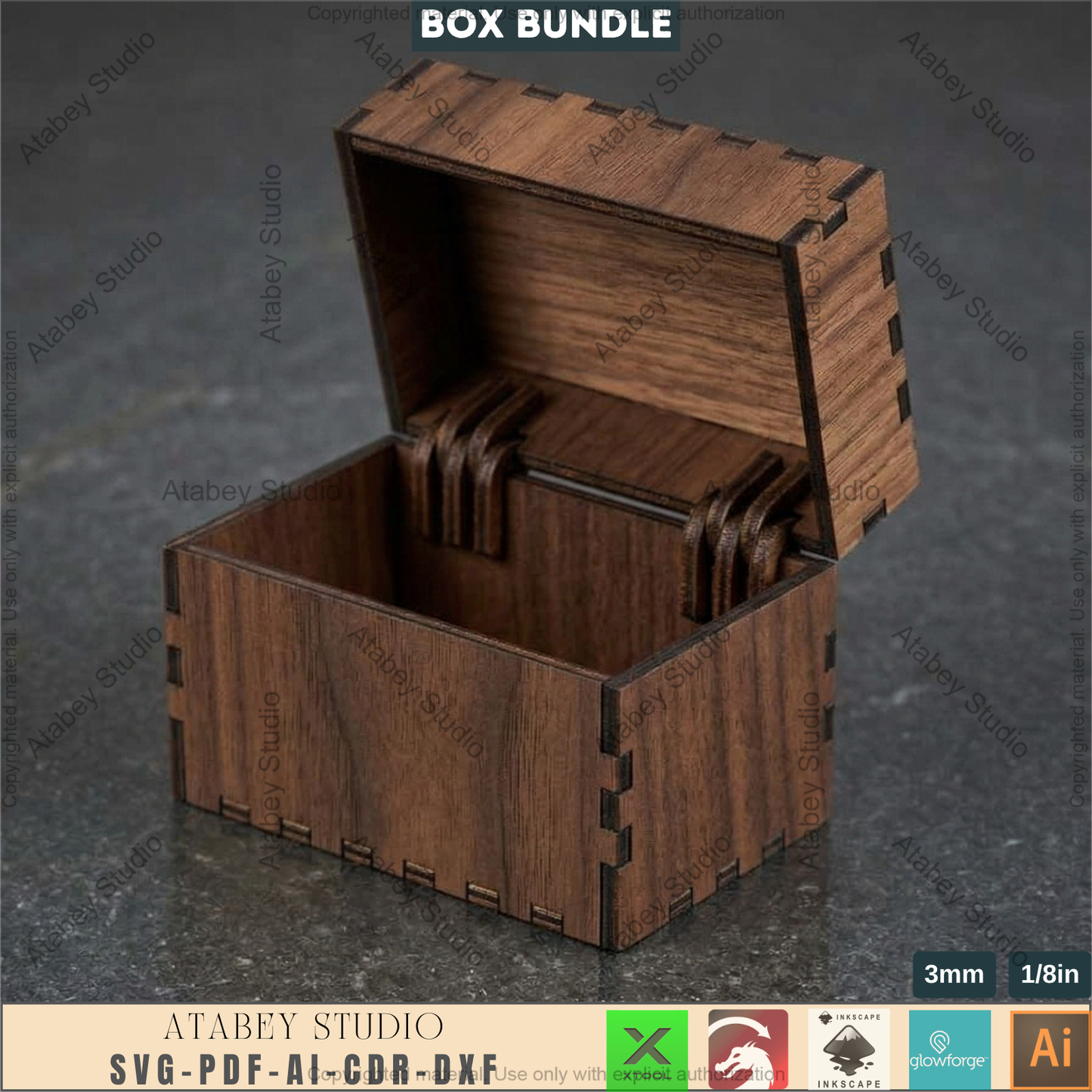 Wooden Keepsake Box Laser Cutting Templates Bundle Living Hinge Storage Organizer 997