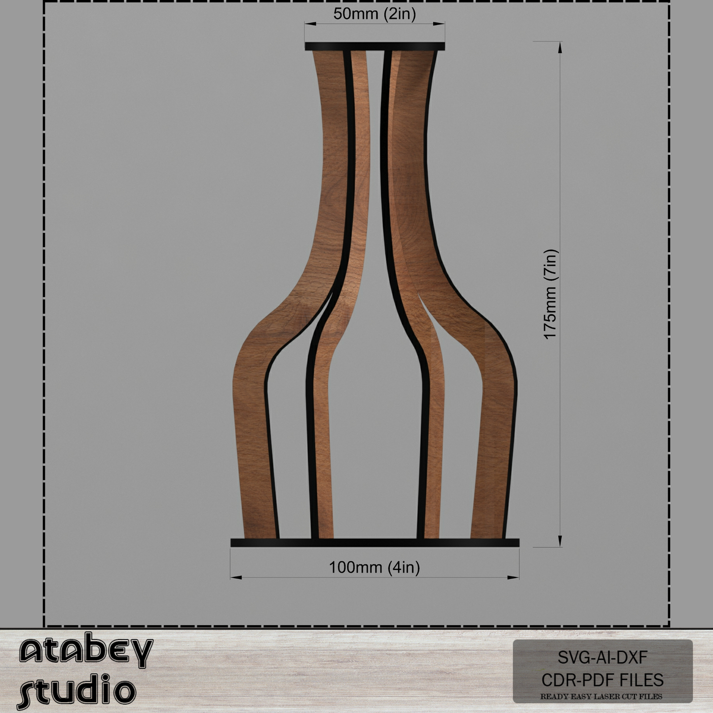 Set of 4 Wooden Vases - Laser Cut Flower Pots - 3D Bouquet Vase Templates 795