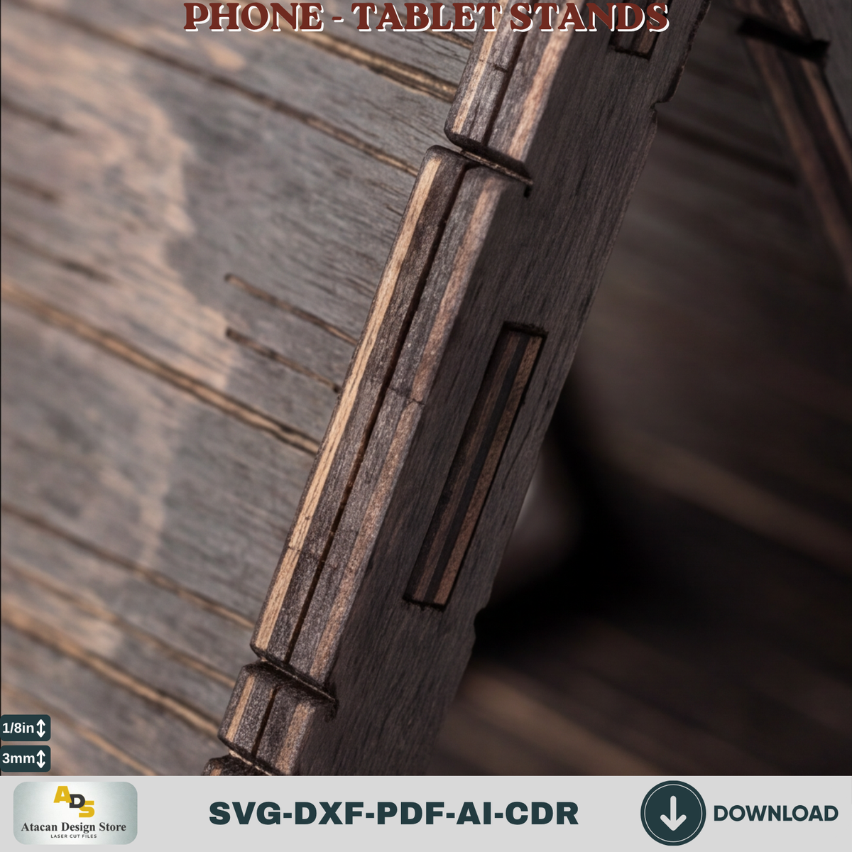 Tablet and Phone Holder Laser Cut Template, A-Frame Desk Dock Display, Wood Stand