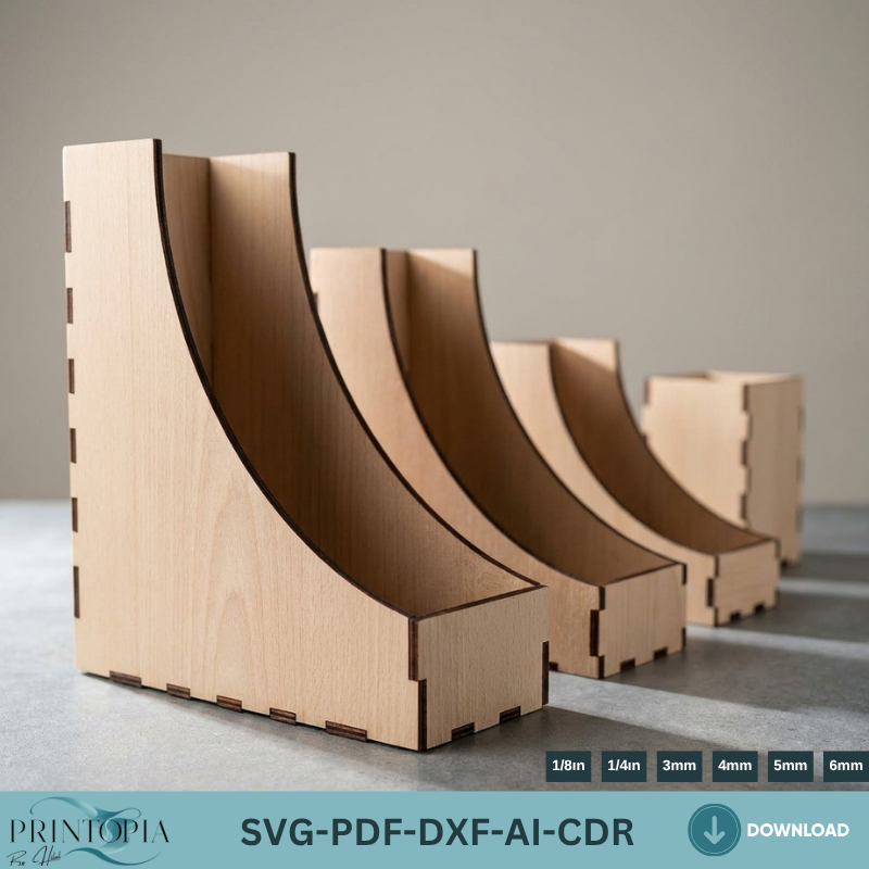 Wooden Desk Organizer Laser Cut Files Office Storage Set Plywood Stationery Holder Templates