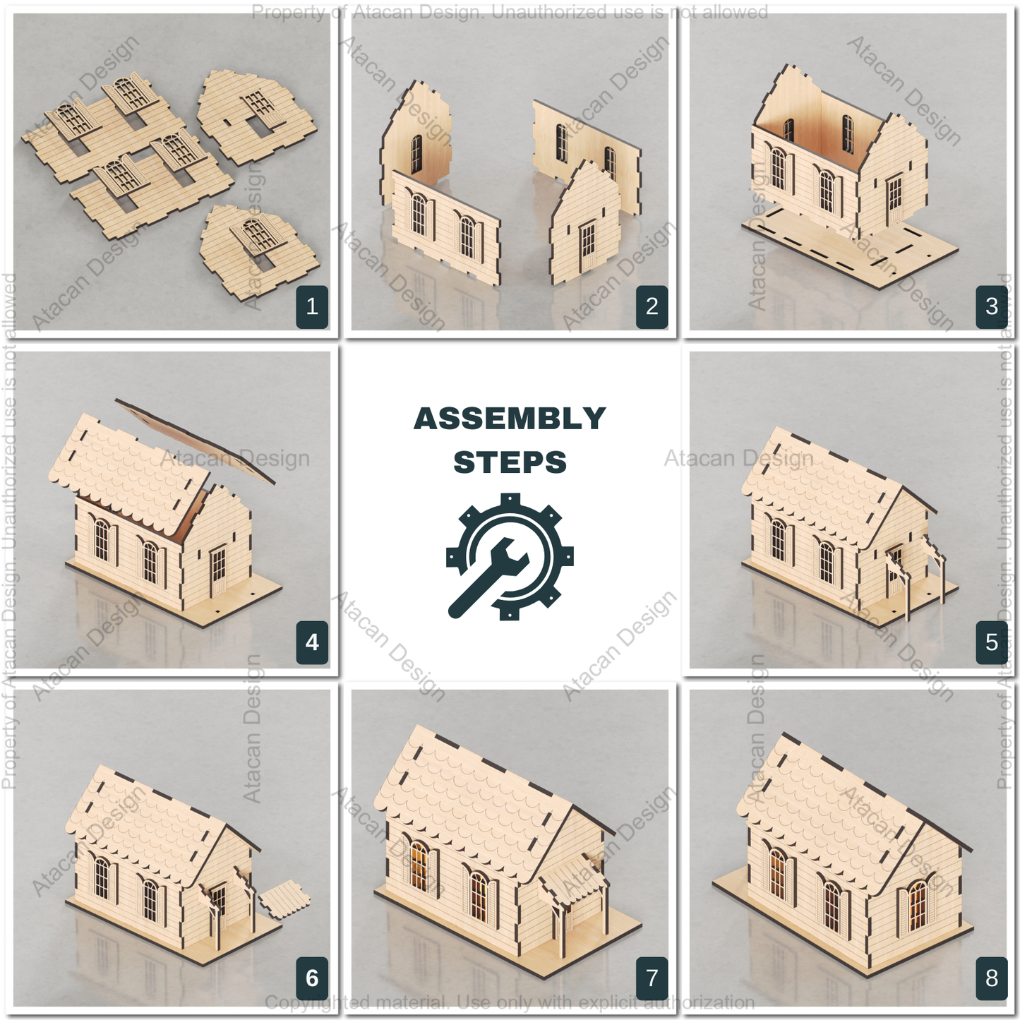Laser Cut Mini House Plan | Build a Charming Cottage Model | Tealight Luminary Design 884