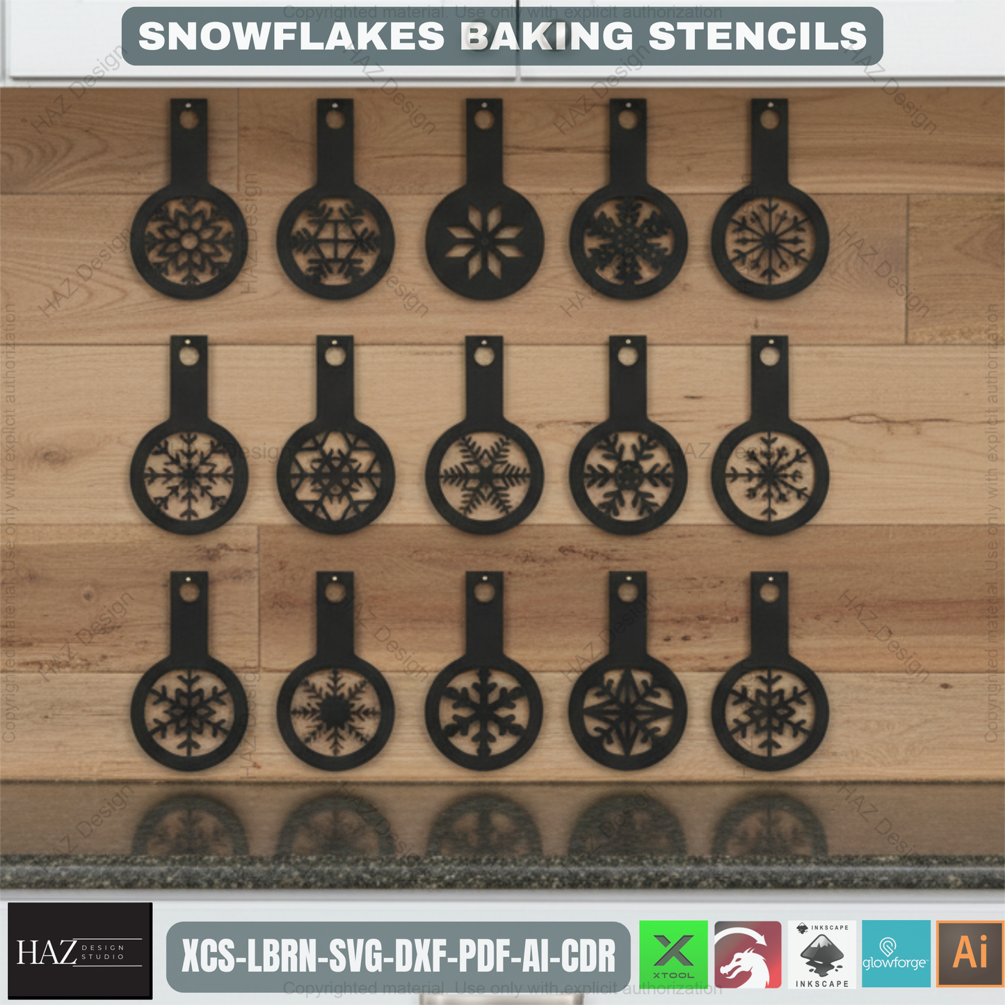 Christmas Snowflake Baking Stencil Set for Cookies, Cakes & Coffee – Festive Kitchen DIY Decorating Templates for Holiday Treats 485