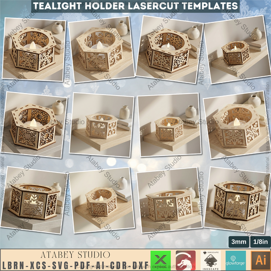 Christmas Candle Holder Bundle Laser Cut Lantern Tealight Box Xmas Table Decor 977