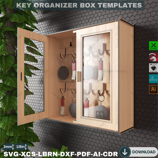 Laser Cut Key Storage Box Plans | 2 Modern Designs, DIY Wall Key Holder, Home Organizer 887