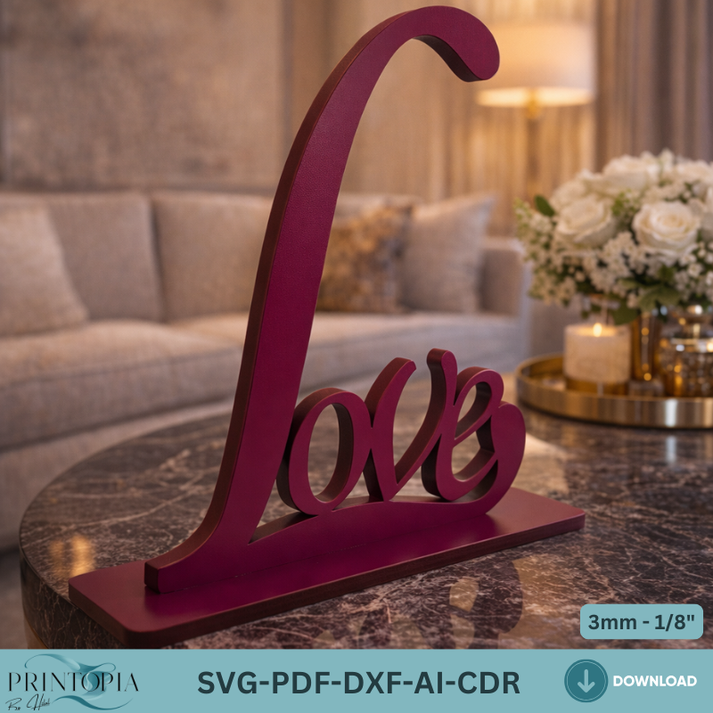 Love Shelf Sitter Standing Sign Laser Cut File, Valentine's Day Decor, Romantic Wedding Gift 324