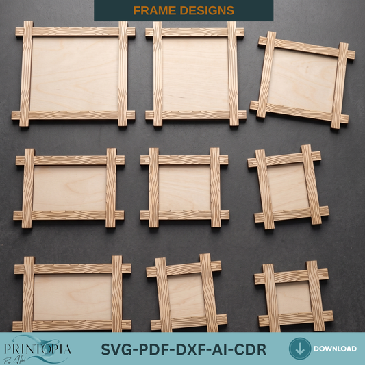 Wooden Frame Laser Cut Templates | Rustic Plywood Design