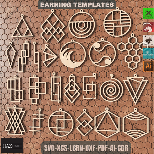 DIY Earring Laser Cut Files, Geometric Jewelry Design Bundle for Small Business, Wood Earring Templates for Xtool, Cricut and Silhouette 459