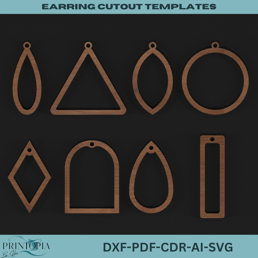 Laser Cut Earring Template Pack - 8 Unique Shapes for DIY Jewelry Making,Ready-to-Use Laser Cutting Files for Jewelry 135